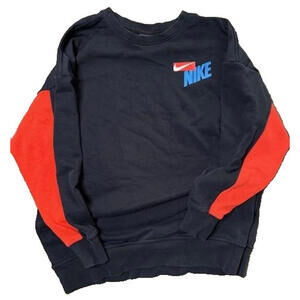 NIKE Sweatshirt Mens Medium Black Red Dri-FIT Crewneck Pullover Logo Athletic